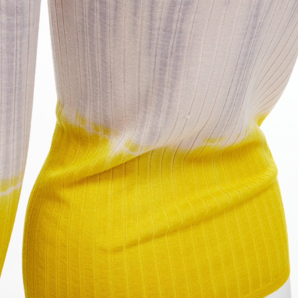 PRADA 2020 grey beige yellow ombre ribbed long sleeve cardigan sweater IT36 XXS