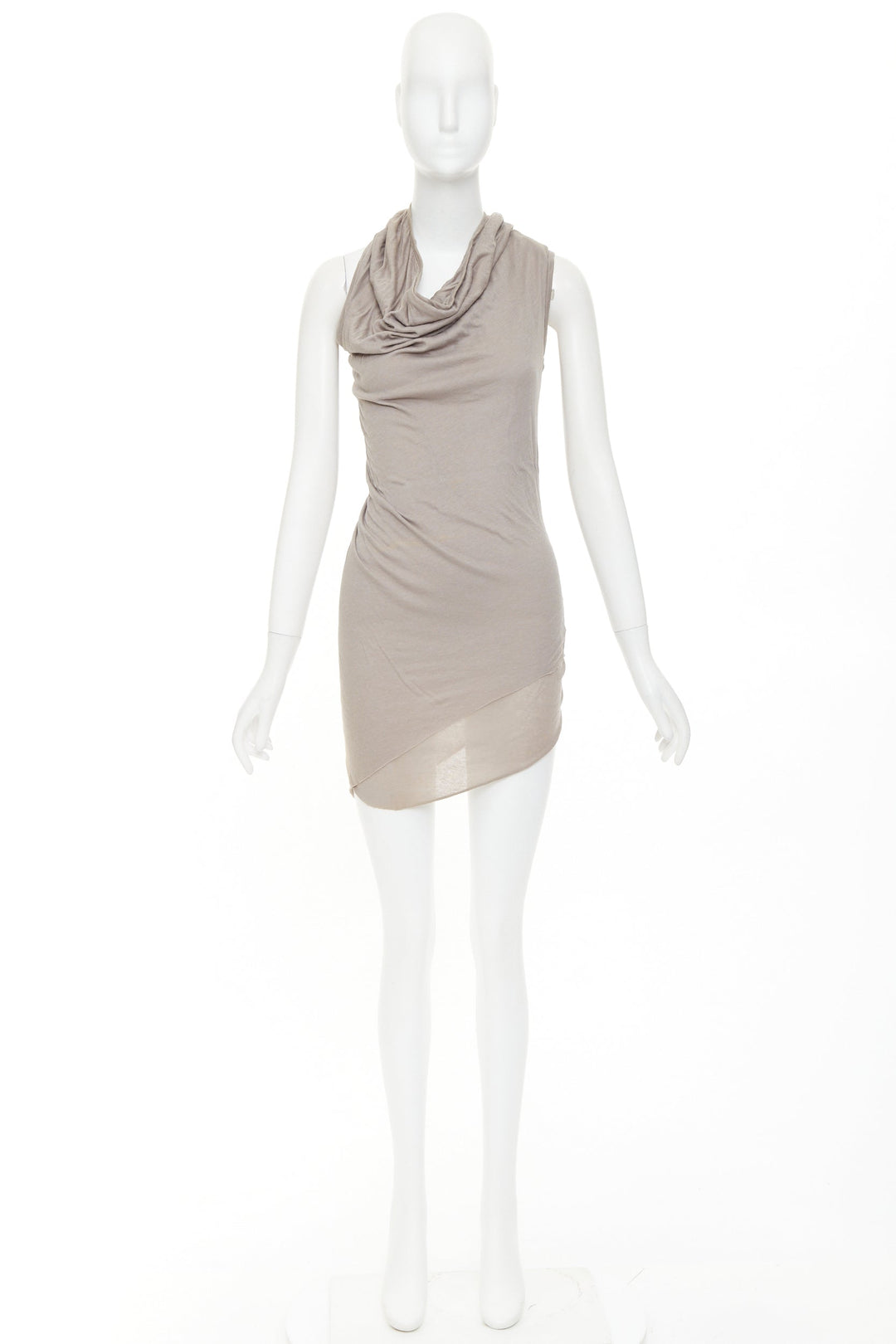 RICK OWENS 2010 Release Tornado grey cotton twisted cowl drape tank top IT40 S