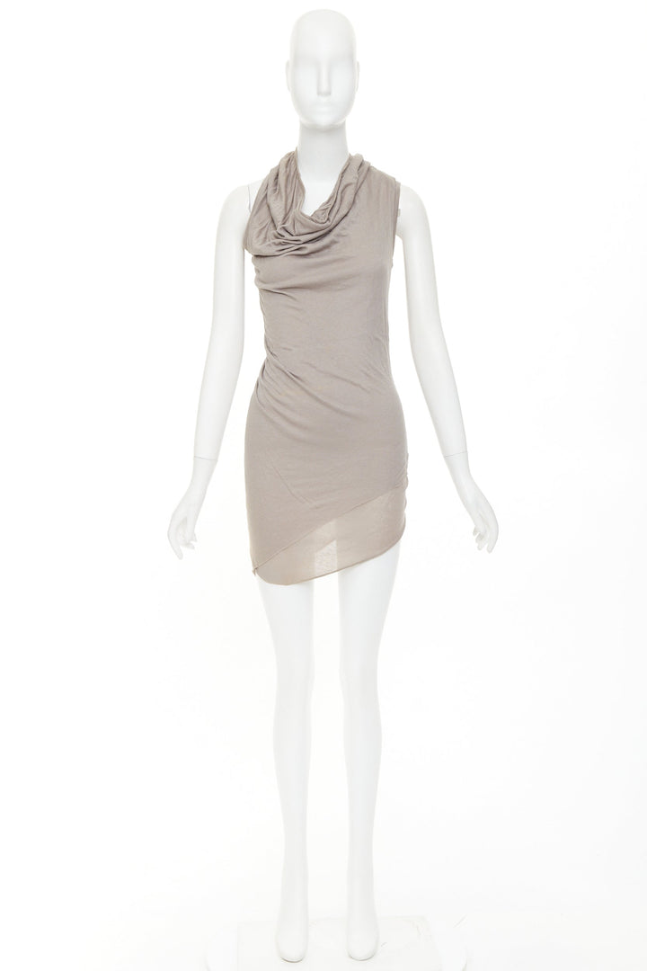 RICK OWENS 2010 Release Tornado grey cotton twisted cowl drape tank top IT40 S