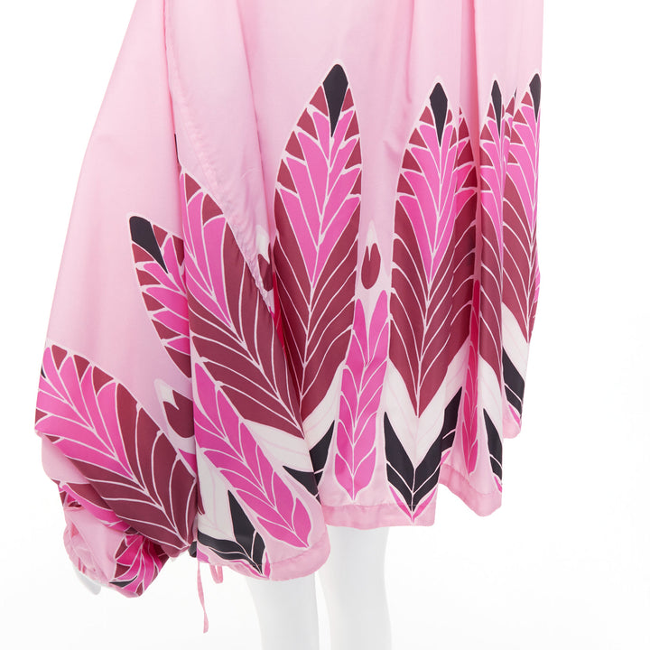 VALENTINO 2020 print pink abstract floral nylon ruched cocoon parka coat IT40 S