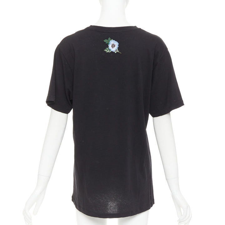 GUCCI Alessandro Michele  Vintage Web GG black washed embroidery tshirt XXS