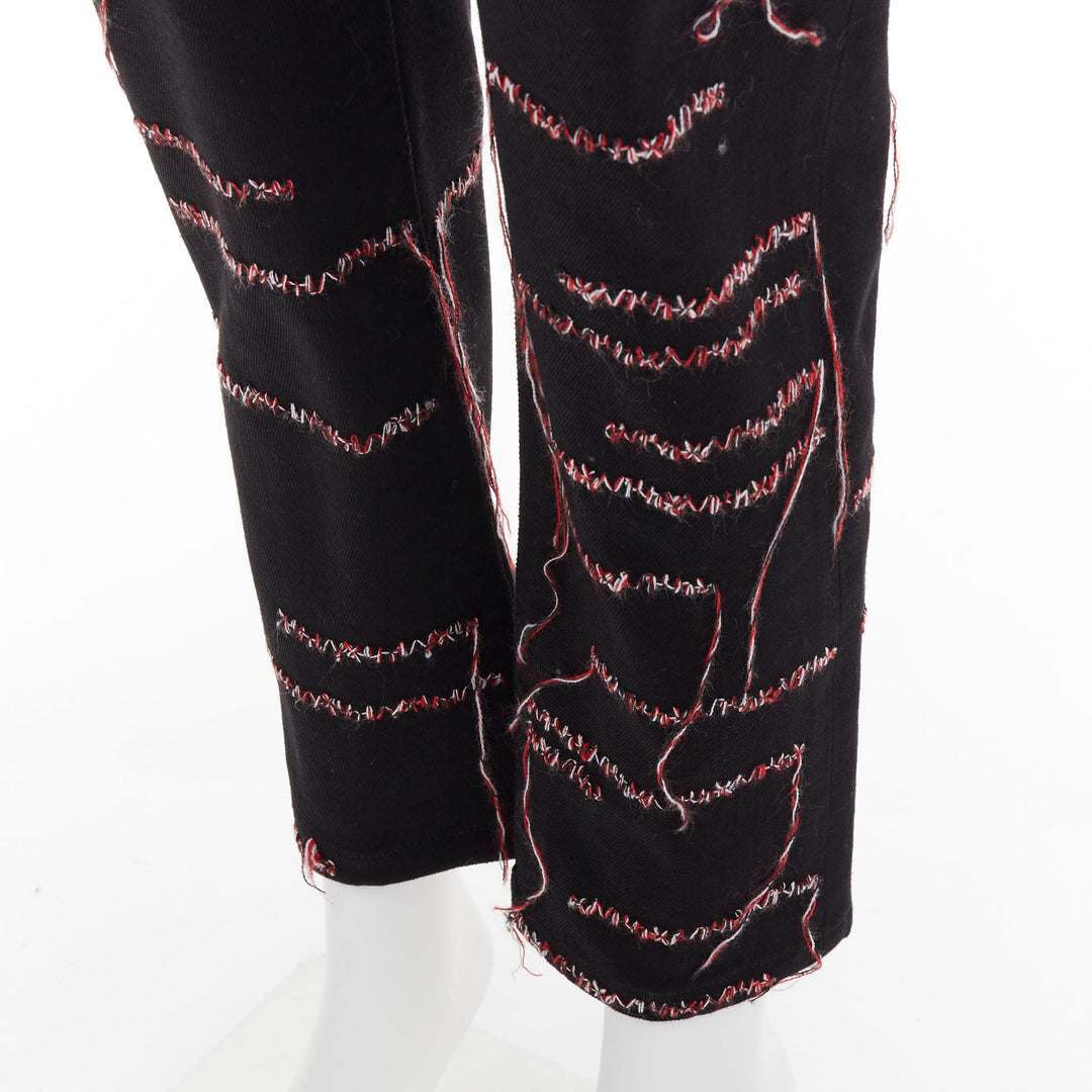 DIOR HOMME 2016 Runway black red white stitch cropped jeans 30" Lil Uzi Vert