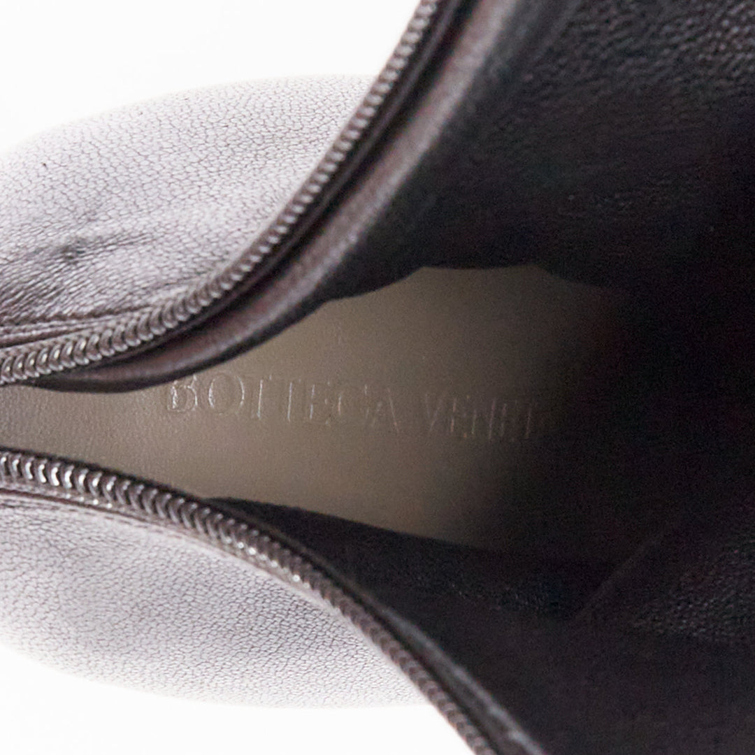 BOTTEGA VENETA Lido black smooth leather spool heeled platform ankle boots EU35
