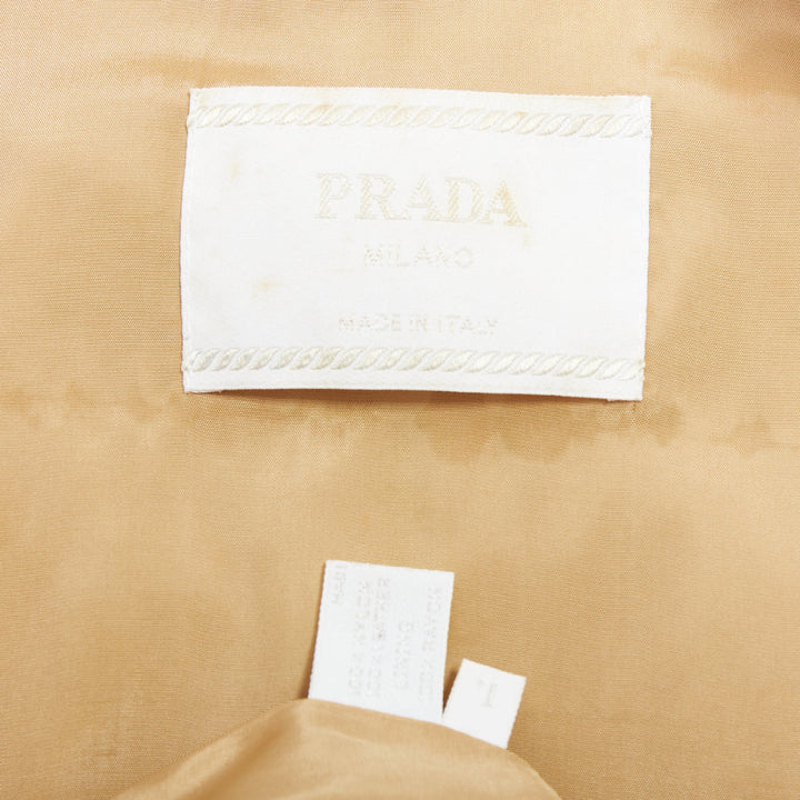 PRADA Vintage 2000's tan lambskin trim nylon moto jacket L