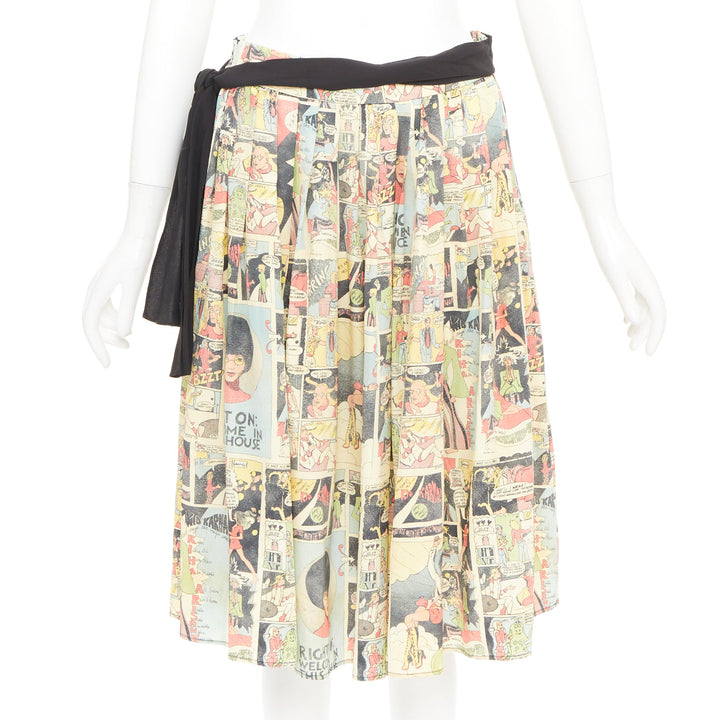 PRADA 2018 Runway manga anime comic strip graphic black tie silk skirt IT40 S