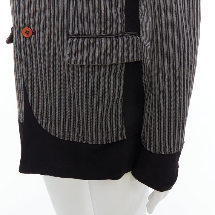 COMME DES GARCONS HOMME PLUS Evergreen grey black striped layered blazer M