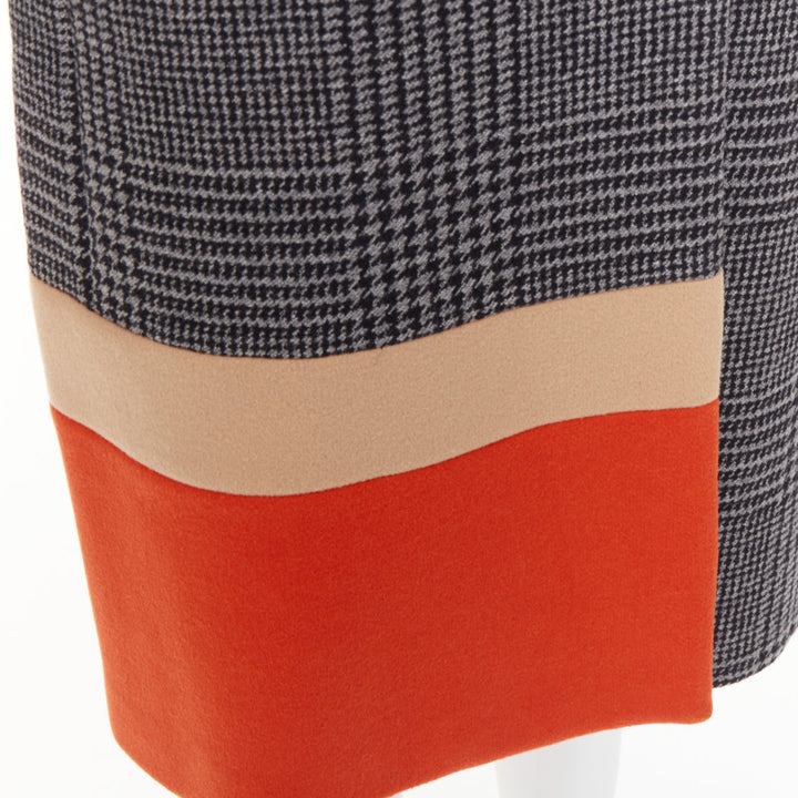 MSGM 2022 grey black wool houndstooth color block double breasted coat IT40 S