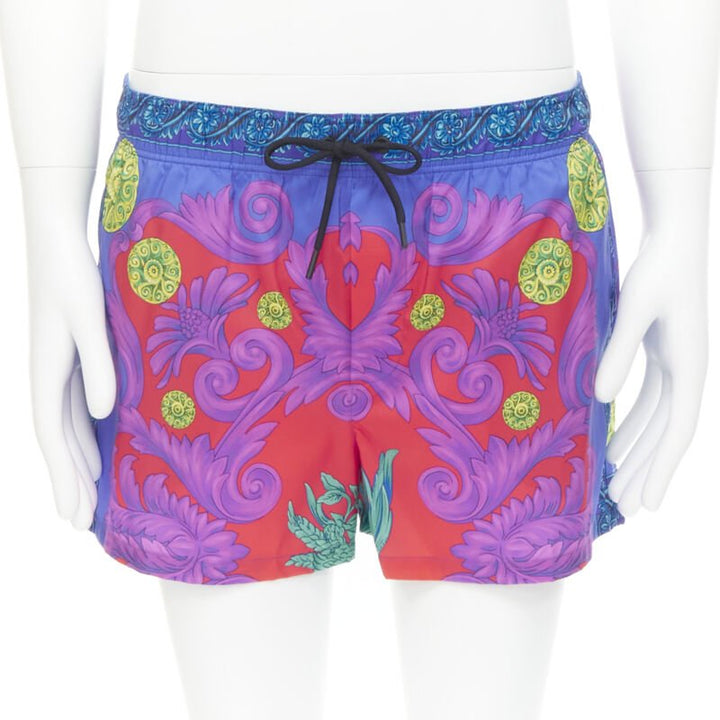 VERSACE Medusa Trionfo Garden blue purple Barocco print swim shorts IT4 M