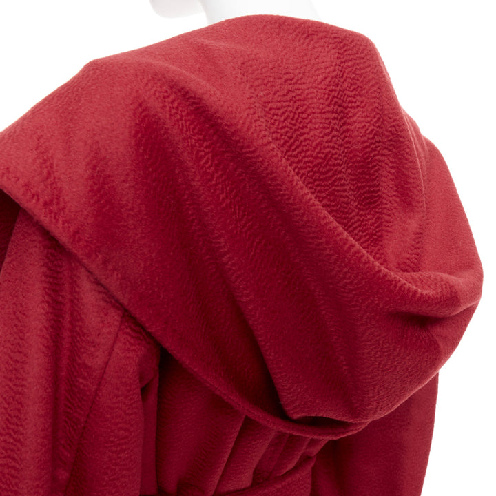 MAX MARA Rialto 100% camel hair red pocketed belted wrap robe coat IT44 L
