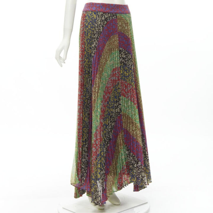 ALICE OLIVIA Jasmine Stripe multi paisley pleated long skirt US6 M