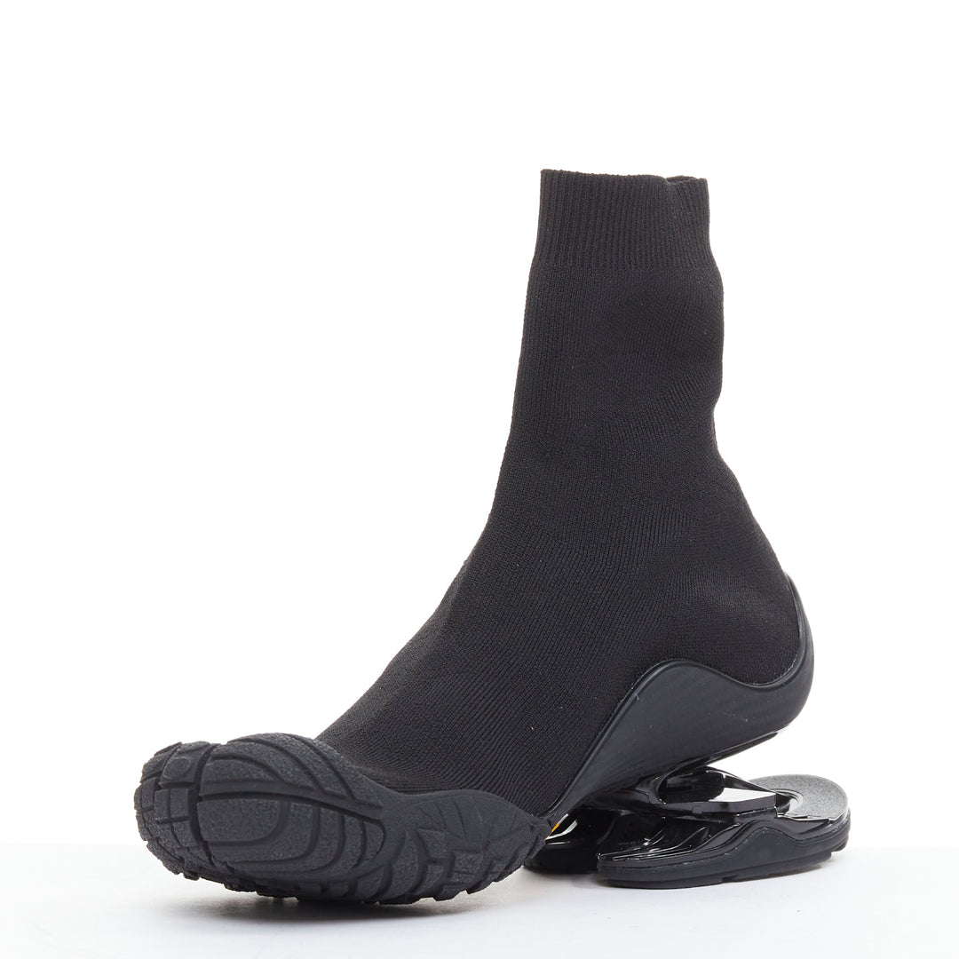 BALENCIAGA Vibram Toe black fabric five toes high knit sneaker boots EU37