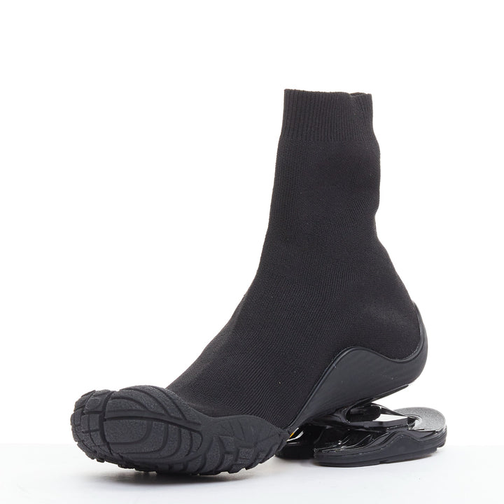 BALENCIAGA Vibram Toe black fabric five toes high knit sneaker boots EU37