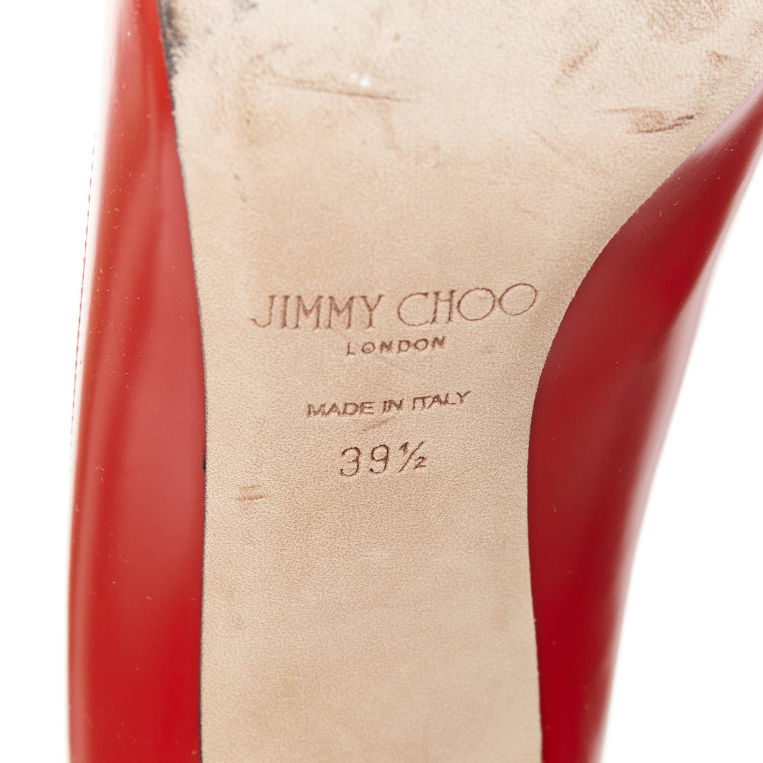 JIMMY CHOO Romy 85 red leather pointy toes stiletto heeled pumps EU39.5