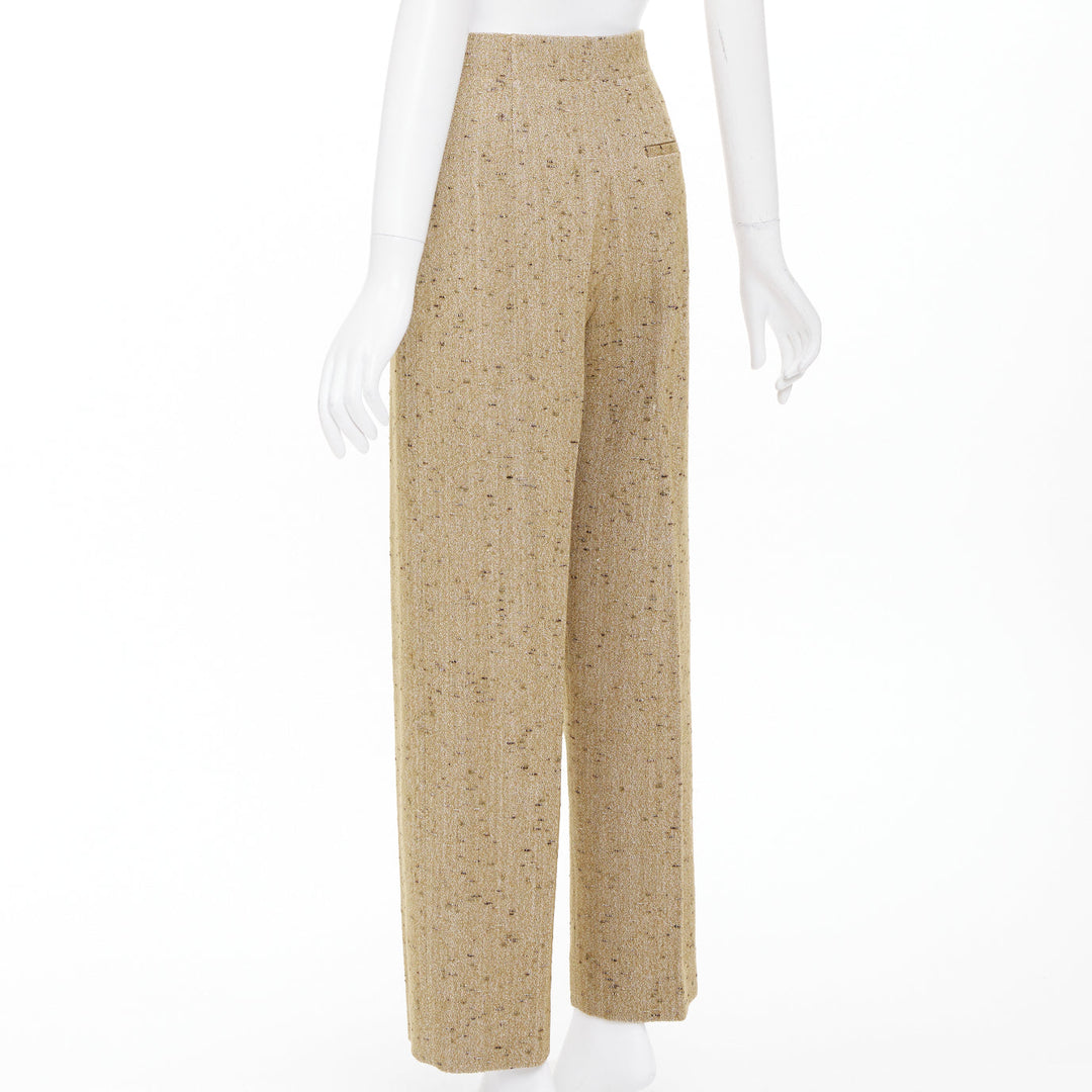 BOTTEGA VENETA 2020 brown flecked wool tweed high waisted pants IT38 XS