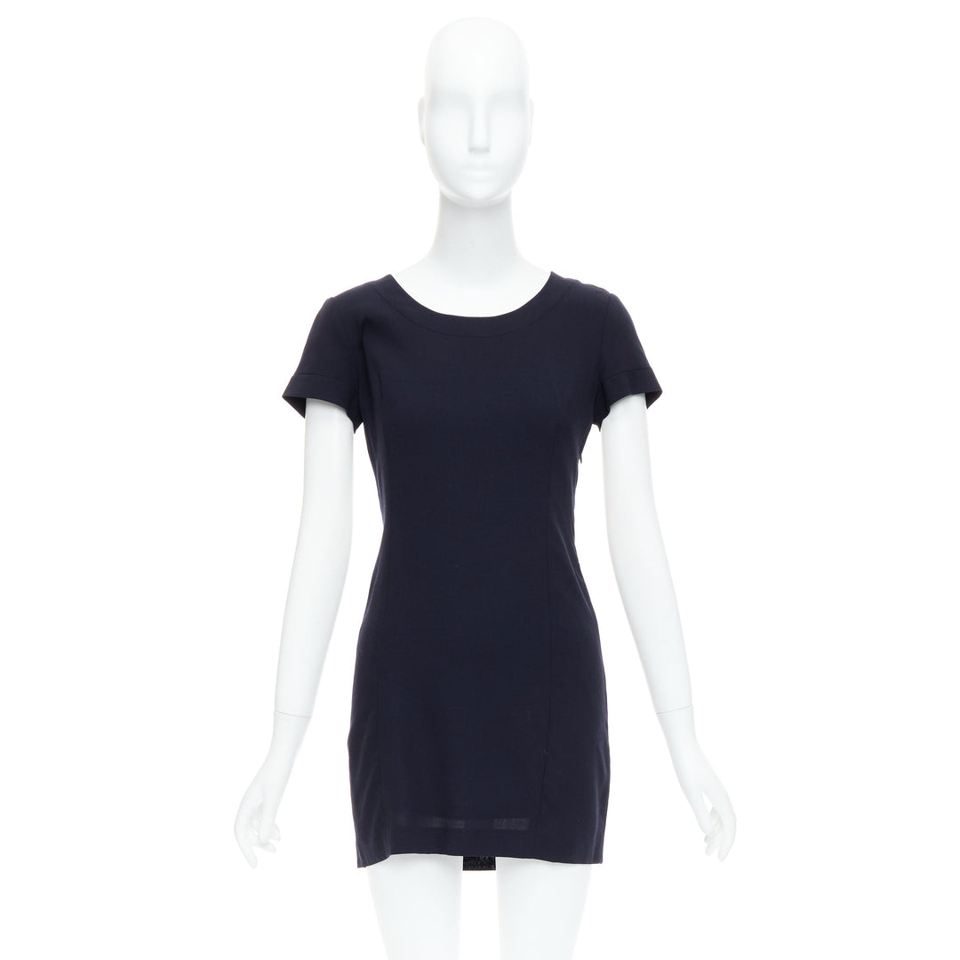 rare GIANFRANCO FERRE Vintage navy white suspender panelled dress IT40 S
