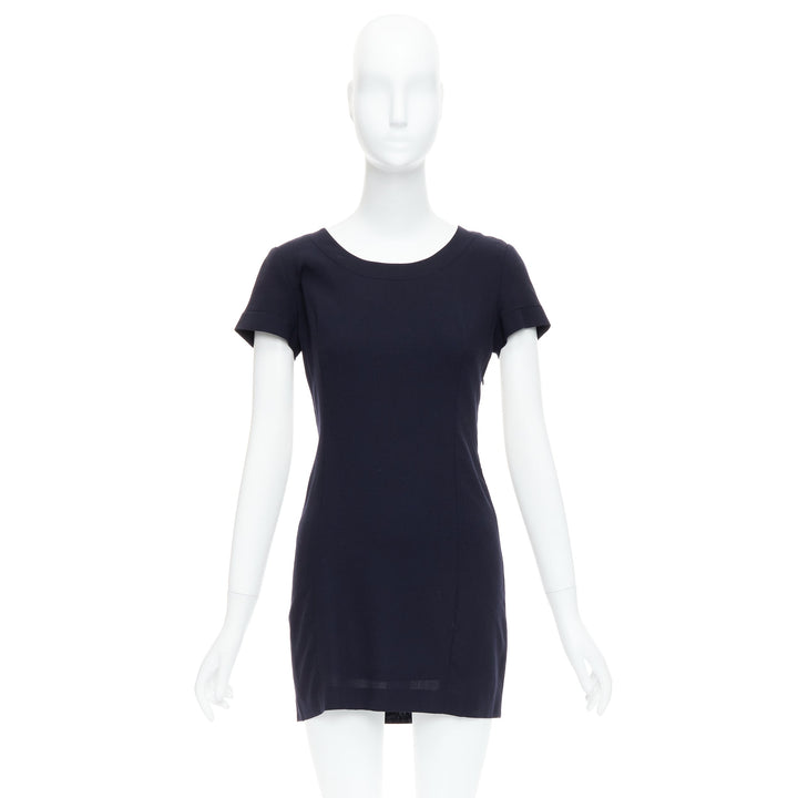 rare GIANFRANCO FERRE Vintage navy white suspender panelled dress IT40 S