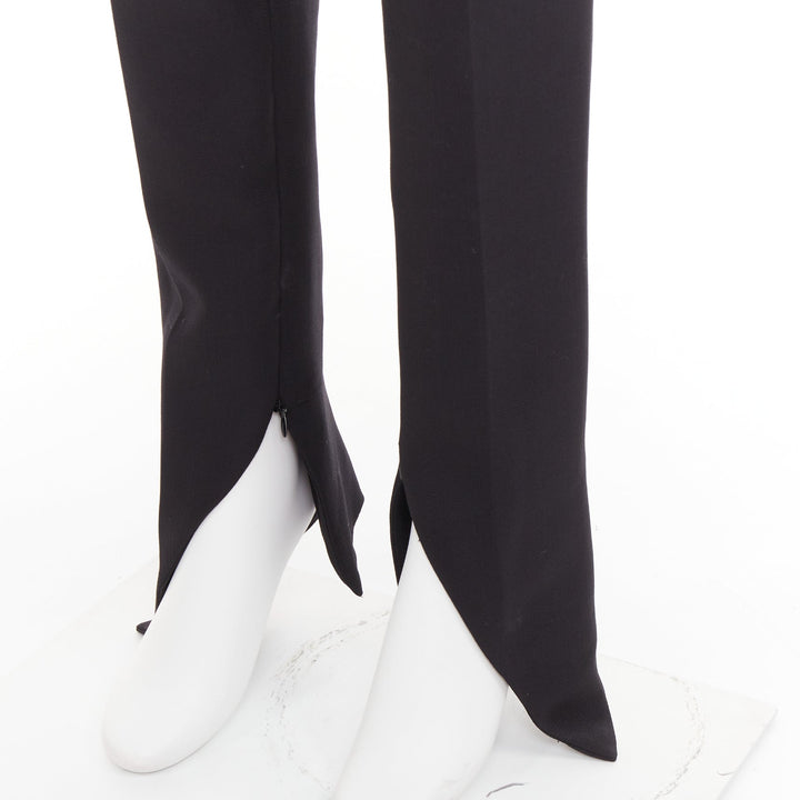 ALEXANDRE VAUTHIEr COUTURE black wool crepe dart pleated curved hem trousers