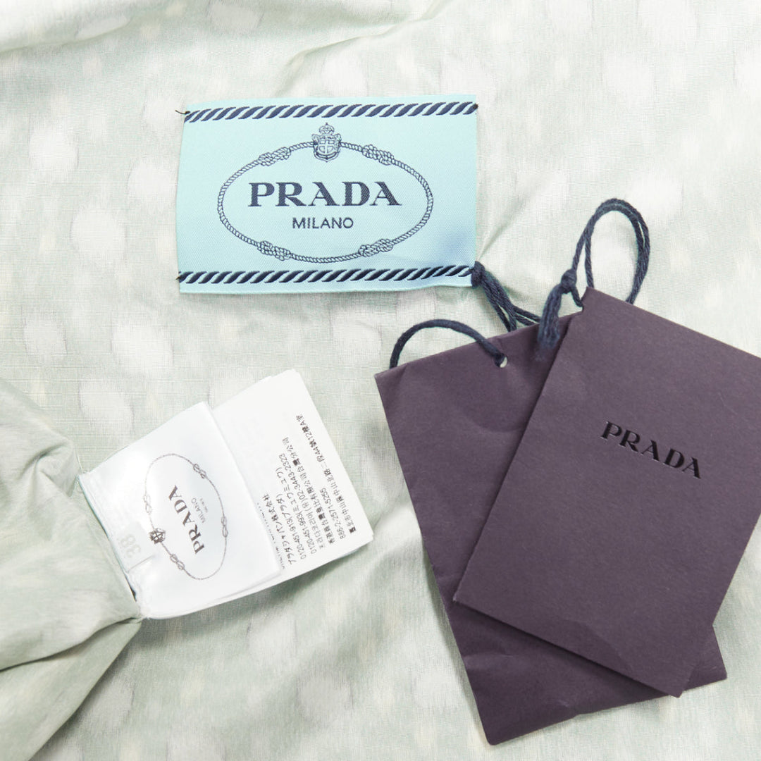 PRADA 2021 Runway pastel green polka dot silk taffeta wrap cape coat IT36 X