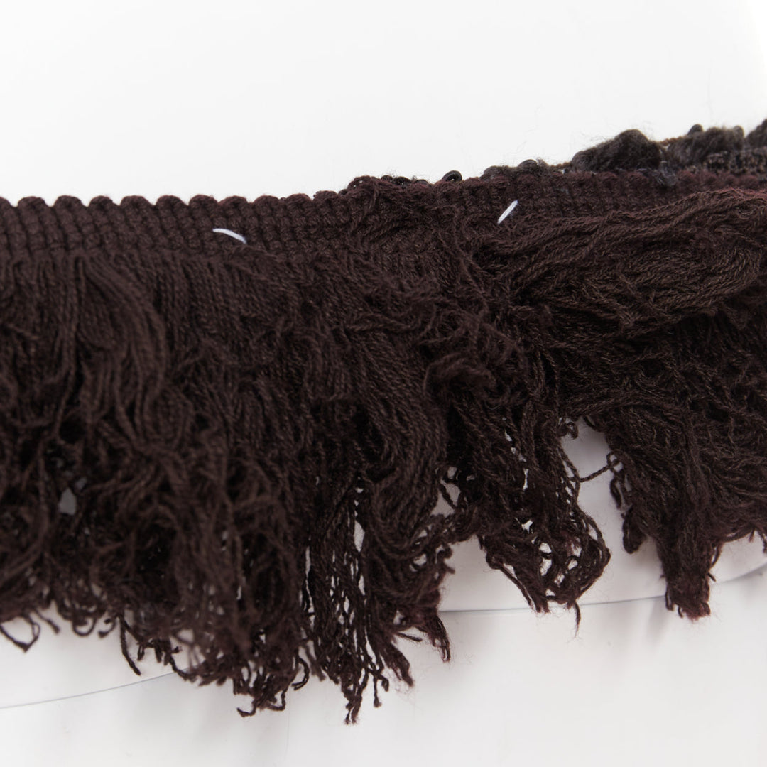 rare MARTIN MARGIELA ARTISANAL black fabric fringed tassel pom pom belt