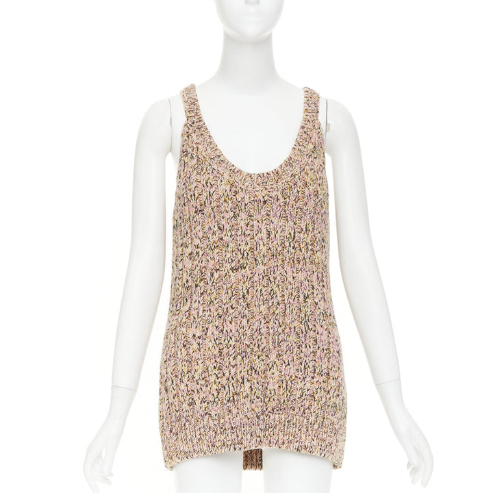 GUCCI 2024 pink marl chunky wool blend knit scoop neck tank tunic S