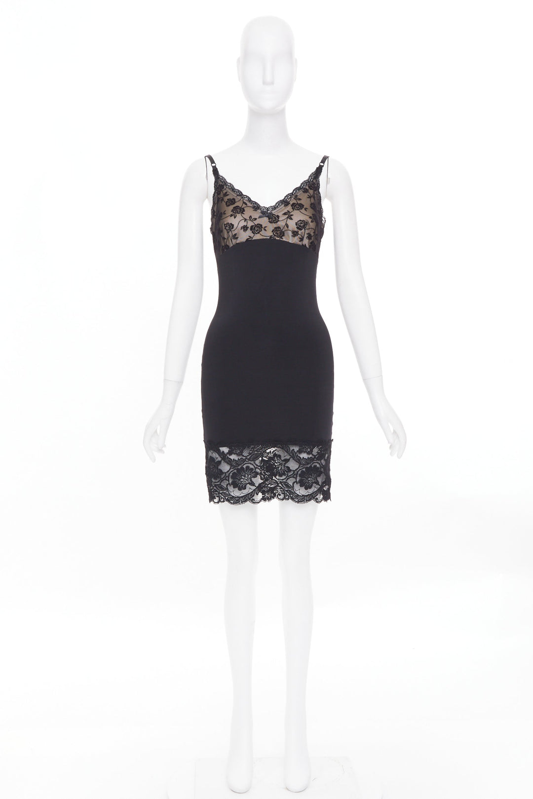 BEBE Vintage floral lace overlay satin sheer panel lingerie midi slip dress S