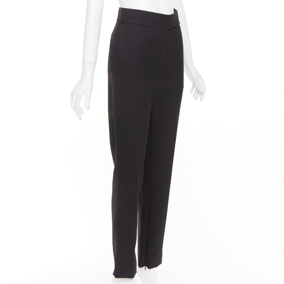ALEXANDRE VAUTHIER black wool blend high waisted slim leg cropped pants