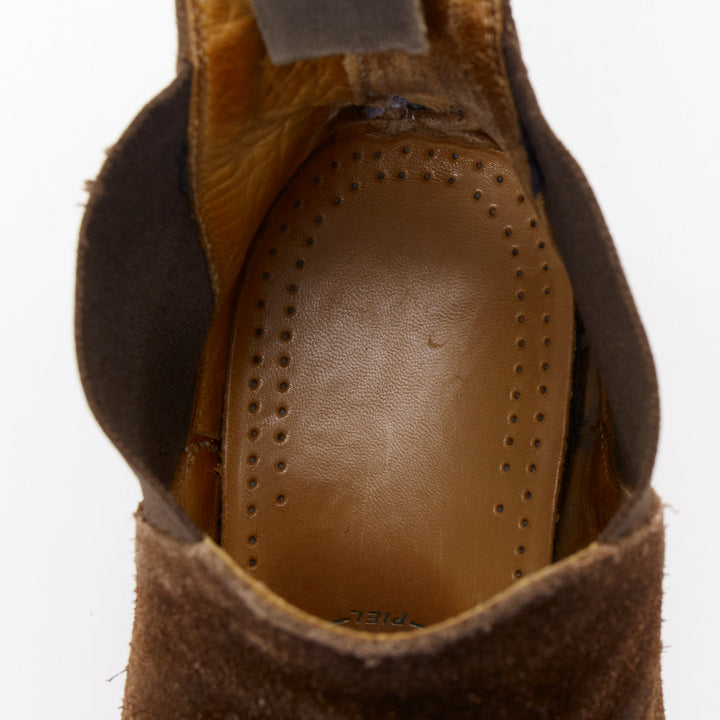 CROCKETT & JONES Chelsea dark brown repello suede almond ankle boot UK6.5 EU40.5