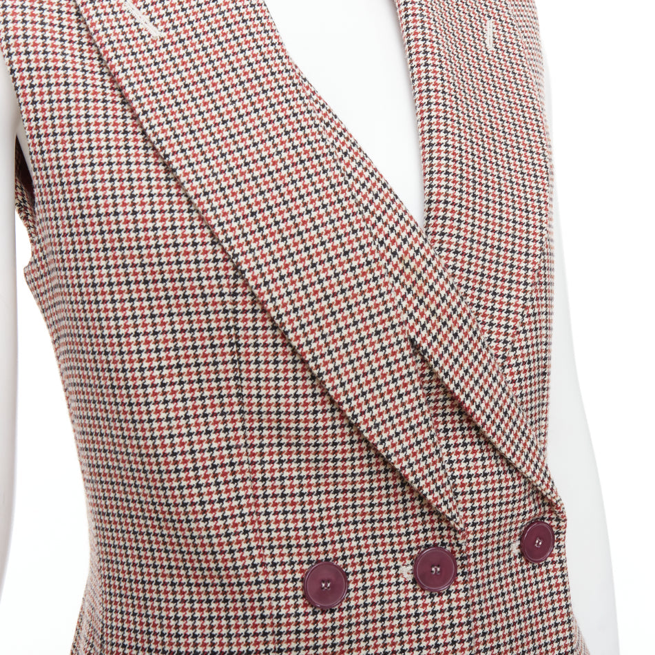 STELLA MCCARTNEY 2017 burgundy houndstooth double collar blazer dress IT40 S