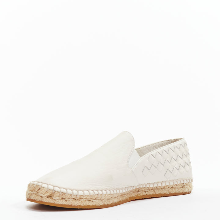 BOTTEGA VENETA white intrecciato woven leather espadrille flats shoes EU37