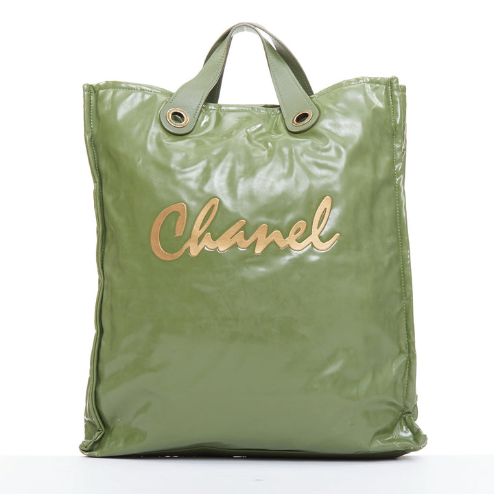 CHANEL 2011 Harrods Limited Edition Cabas green PVC North South Shopper bag