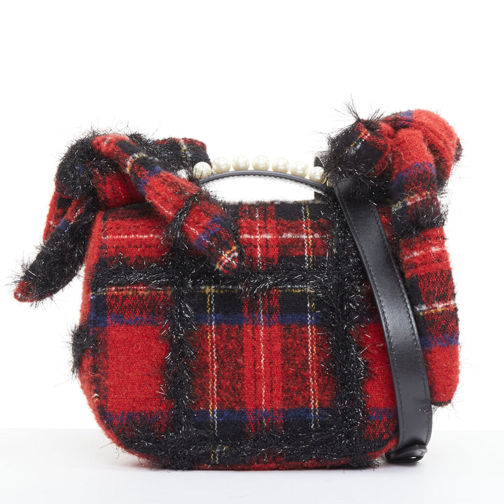SIMONE ROCHA 2018 Tartan Sling Bag Mini plaid metallic pearl shoulder bag