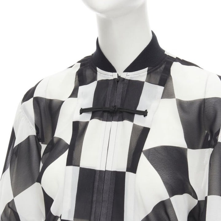 COMME DES GARCONS 1988 Runway black white chessboard checkered bomber skirt S