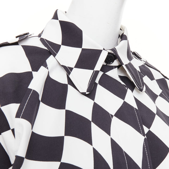 MAISON MARGIELA MM6 black white checkerboard cotton cropped flared coat FR40 M
