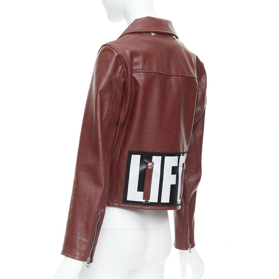 GOLDEN GOOSE Life burgundy calfskin leather cropped biker jacket M