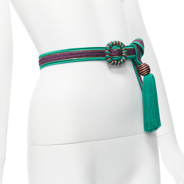 Female mannequin wearing Yves Saint Laurent Green Fabric Women Belt in Size  | Available at JHROP