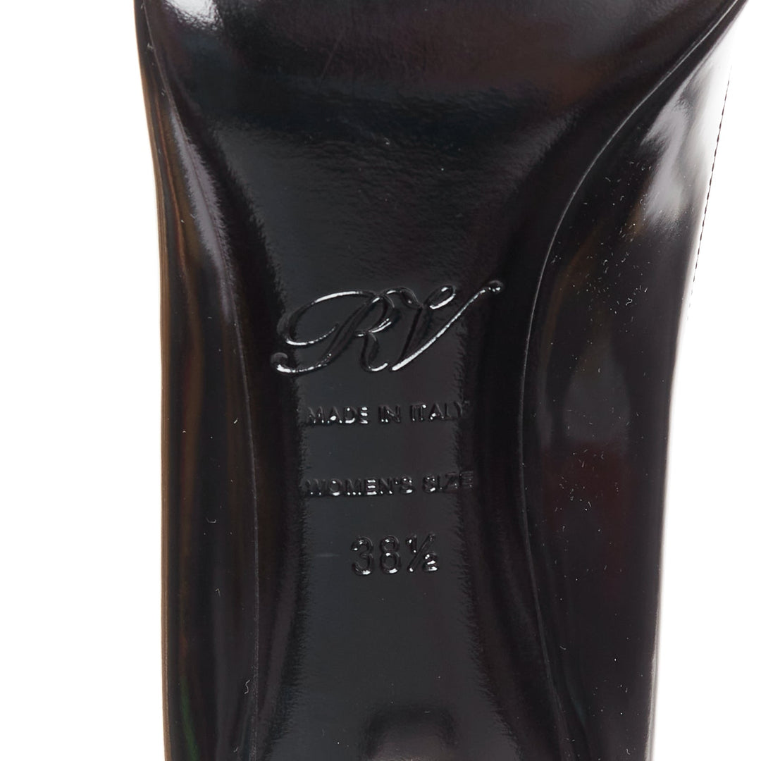 ROGER VIVIER Virgule black patent leather kitten comma heel almond pumps EU38.5