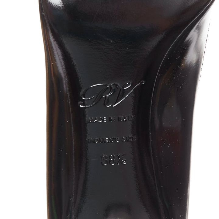 ROGER VIVIER Virgule black patent leather kitten comma heel almond pumps EU38.5