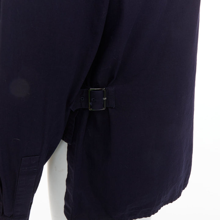YOHJI YAMAMOTO HOMME navy hi neck cropped front flap pocketed overshirt JP3 L