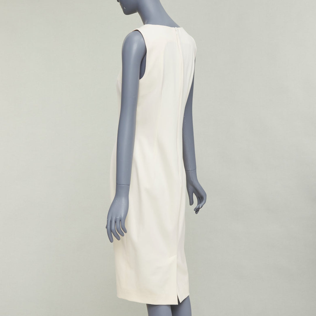 DOLCE GABBANA Vintage cream virgin wool panelled scoop neck sheath dress IT44 L