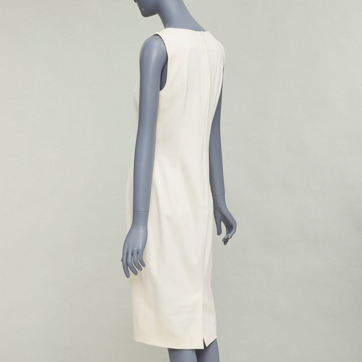DOLCE GABBANA Vintage cream virgin wool panelled scoop neck sheath dress IT44 L