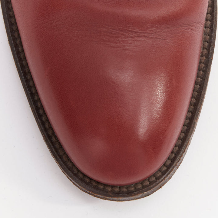 HERMES Jumping Kelly burgundy calfskin silvertone turnlock riding boots EU37
