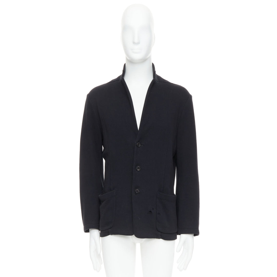 ATO black cotton jersey panelled pocketed cropped blazer IT46 S