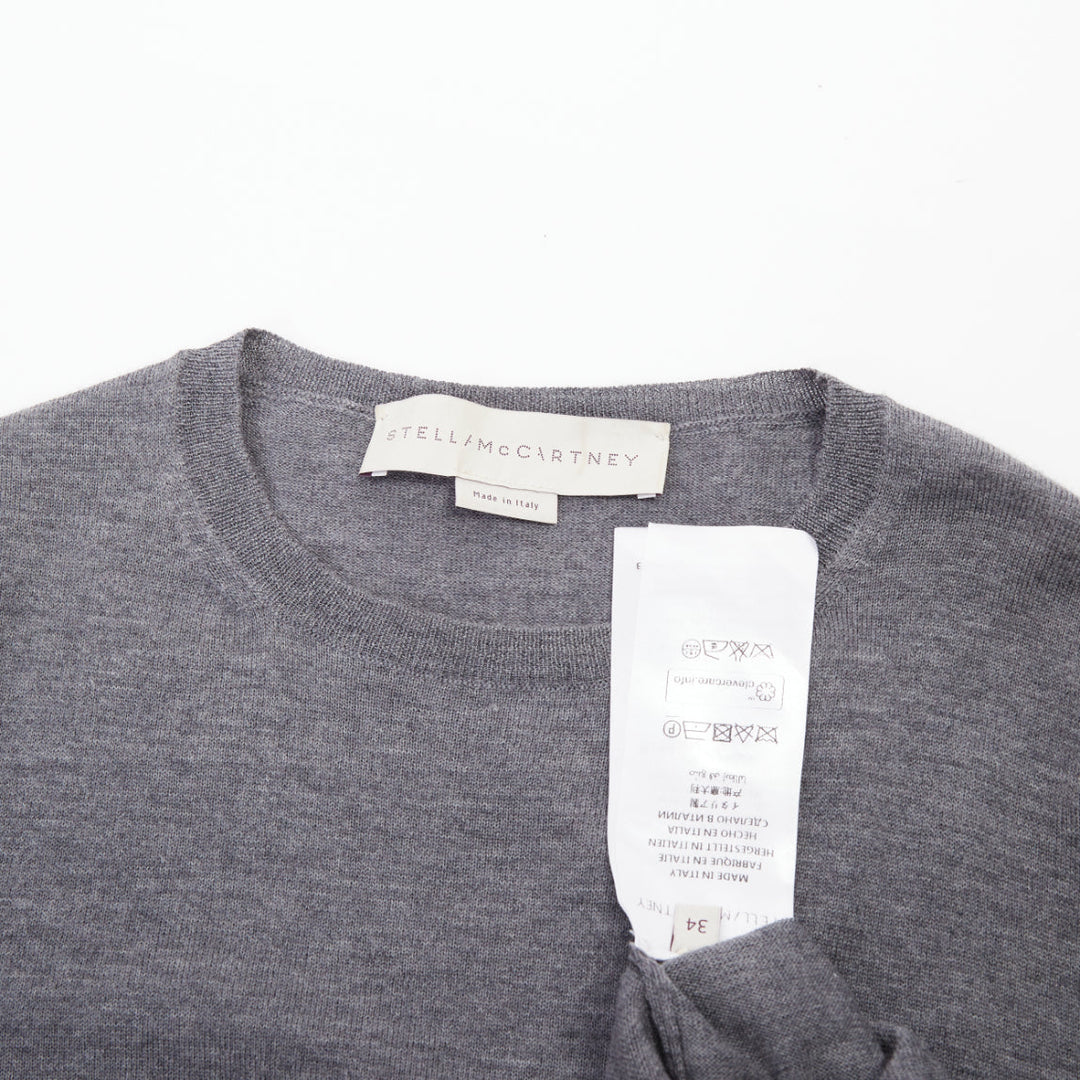 STELLA MCCARTNEY 2016 grey virgin wool fine knit crew sweater IT34 XXS