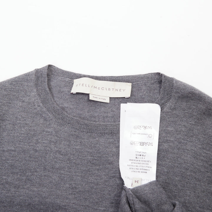 STELLA MCCARTNEY 2016 grey virgin wool fine knit crew sweater IT34 XXS