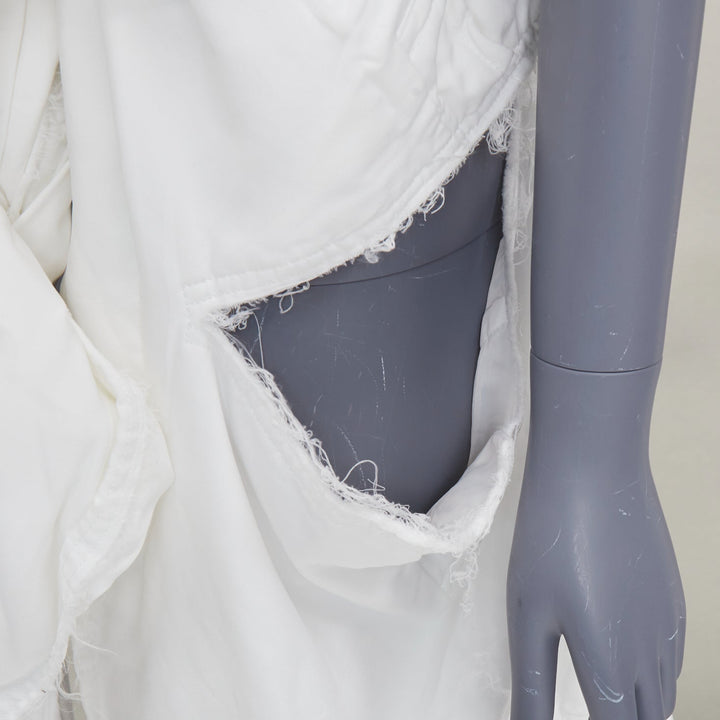 rare COMME DES GARCONS 2019 Runway white frayed cotton knotted bundle jacket XS