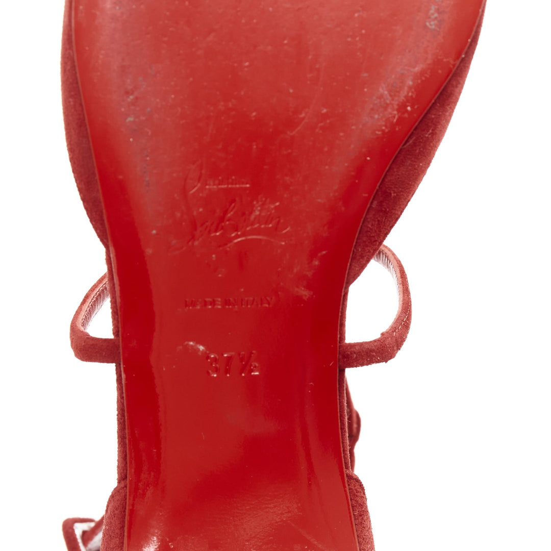 CHRISTIAN LOUBOUTIN Suzanna Flat Veau Velours Carmin red suede pointy flats EU
