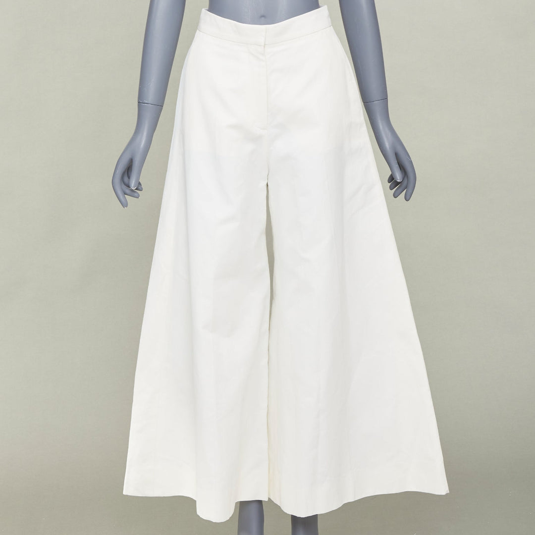 STELLA MCCARTNEY 2018 off white woven pleated wide leg culottes pants IT40 S