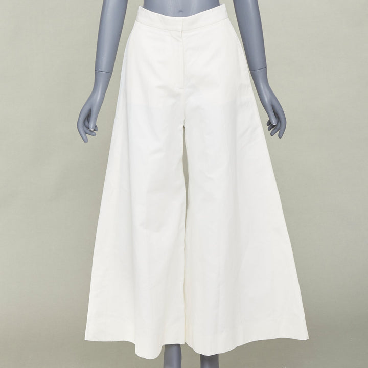 STELLA MCCARTNEY 2018 off white woven pleated wide leg culottes pants IT40 S