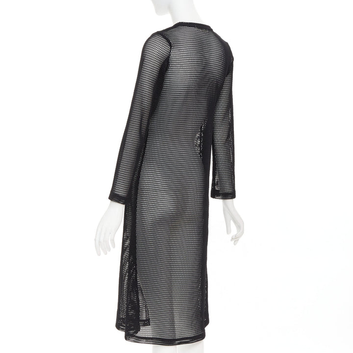 COMME DES GARCONS Alisa Yoffe 2019 white black abstract face net mesh dress XS