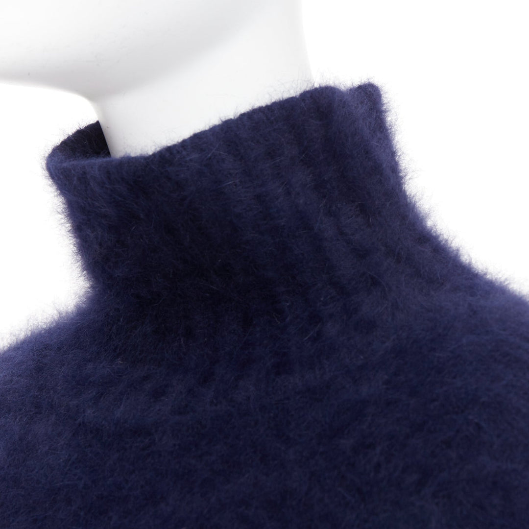 CELINE 2017 Runway Phoebe Philo navy fuzzy angora oversized sweater M